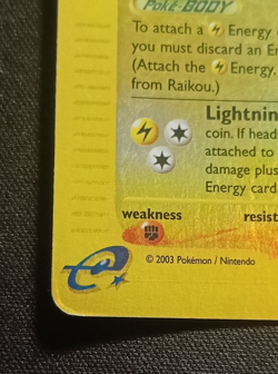 Pokemon Raikou 28/144 Skyridge - Reverse Holo ENG Front EXC Back MP- - Image 4