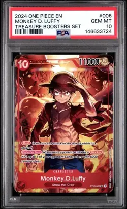 2024 One Piece Promo Treasure Booster Set #006 Monkey D. Luffy PSA 10 GEM MINT - Image 1