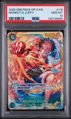 2025 One Piece Op13-118 Carrying on His Will Monkey D. Luffy #118 SEC PSA 10 - Image 1