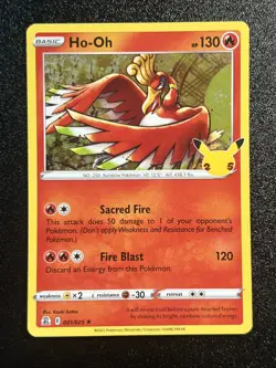 Ho-Oh 001/025 Pokemon TCG 25th Anniversary Celebrations Holo (Light Play) LP 2 - Image 1