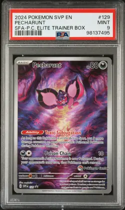 POKEMON SVP EN-SV BLACK STAR PROMO 129 PECHARUNT PSA 9 - Image 1