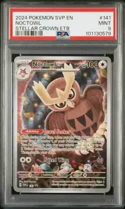 2024 POKEMON SVP EN-SV BLACK STAR PROMO #141 NOCTOWL PSA 9 - Image 1