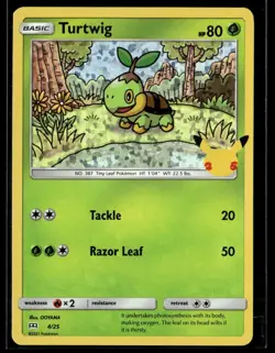 Pokemon McDonald's 25th Anniversary Turtwig Holofoil 004/025 - Image 1