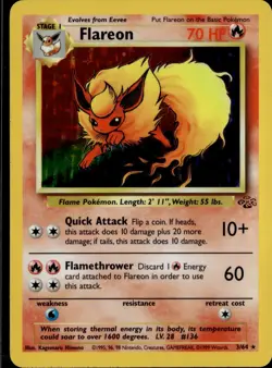 Pokemon TCG Flareon Jungle 3/64 Holo Unlimited Holo Rare *Near Mint* - Image 1