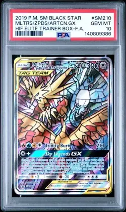 Moltres & Zapdos & Articuno GX Black Star Promo #SM210 PSA 10 - Image 1