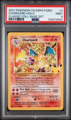 Charizard-Holo Pokemon Celebrations Classic Collection 4 NM PSA 9 - Image 1