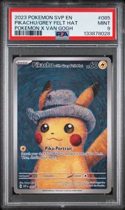 2023 POKEMON SVP POKEMON X VAN GOGH #085 PIKACHU WITH GREY FELT HAT PSA 9 - Image 1