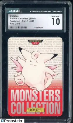 1996 VINTAGE Pokemon Bandai Carddass Red Card Clefable CGC 10 GEM MINT - Image 1