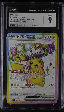 Pokemon Pikachu ex 219/191, Surging Sparks Ultra Rare, CGC 9!!! - Image 2