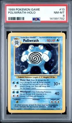 1999 Pokemon Base Set - Poliwrath Holo #13 PSA 8 NM-MT - Image 1