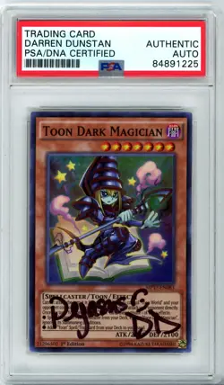 PSA Signed Darren Dunstan Yu-Gi-Oh! Toon Dark Magician MP17-EN083 1st Edition - Image 1