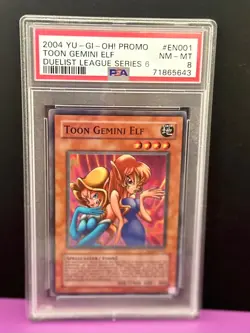 2004 Yugioh Toon Gemini Elf - DL6-EN001 - PSA 8 NM-MT - Super Rare - Image 1
