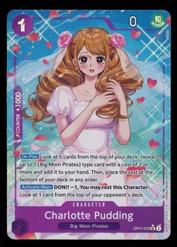 2025 One Piece ENG Fist Devine Speed OP11-070 CHARLOTTE PUDDING Alternate Art B - Image 1