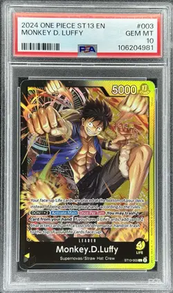 One Piece Monkey D. Luffy Starter Deck Leader #ST13-003 Three Brothers (PSA 10) - Image 1
