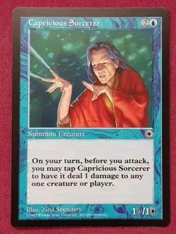 Magic The Gathering PORTAL CAPRICIOUS SORCERER blue card MTG - Image 1