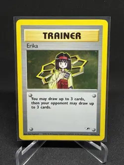 Pokemon TCG Erika Trainer Card 16/132 Holo Rare Gym Heroes LP Vintage - SWIRL! - Image 1
