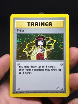 Pokemon TCG Erika Trainer Card 16/132 Holo Rare Gym Heroes LP Vintage - SWIRL! - Image 3