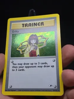 Pokemon TCG Erika Trainer Card 16/132 Holo Rare Gym Heroes LP Vintage - SWIRL! - Image 4
