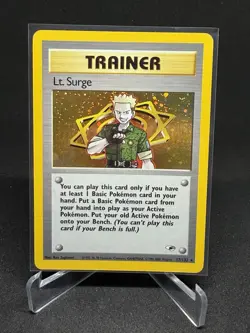 Pokemon Lt. Surge TCG 017/132 Gym Heroes Trainer Holo Card NM/LP - Image 1