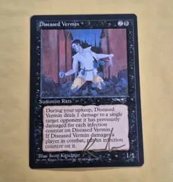 Gold Signed Unplayed Diseased Vermin Alliances Magic MTG Scott Krischner NM EDH - Image 1