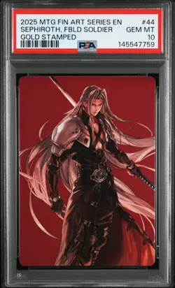 2025 MTG FINAL FANTASY ART SERIES GOLD STAMPED SEPHIROTH, FABLED SOLDIER PSA 10 - Image 1