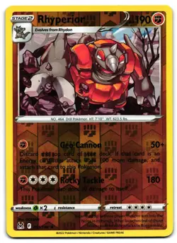 Rhyperior 091/196 - 🌊 Lost Origin Rare Pokemon TCG Reverse Holo 🖤 - LP - Image 1