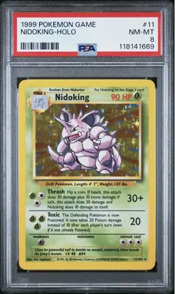 PSA 8 Nidoking Holo 11/102 Base Set Unlimited WOTC Rare 1999 POKEMON - Image 1