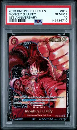2023 ONE PIECE OP05-AWAKENING OF THE NEW ERA 012 MONKEY D LUFFY 1ST ANNIV PSA 10 - Image 1