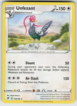 Unfezant Rare SWSH02: Rebel Clash 145/192 Pokemon - Image 1
