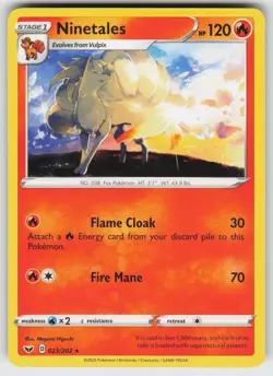 Ninetales Rare SWSH01: Sword & Shield Base Set 023/202 Pokemon - Image 1