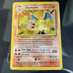 Charizard 4/102 Base Set Holo Pokemon Card Fire Type Damaged Condition - Image 1