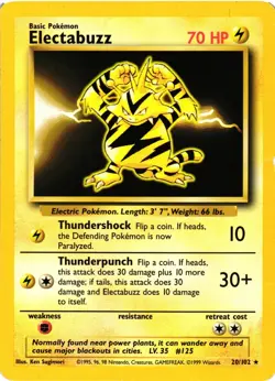 Pokemon TCG Electabuzz Base Set 20/102 Unlimited Rare DMG - Image 1