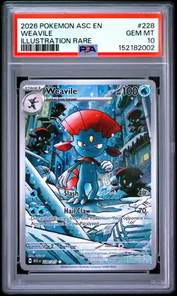2026 POKEMON ASC EN-ASCENDED HEROES ILLUSTRATION RARE #228 WEAVILE PSA 10 - Image 1