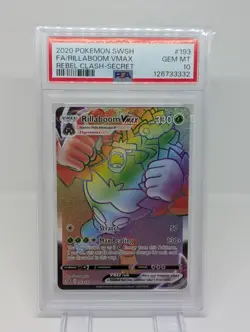 PSA 10 Pokemon Rebel Clash Secret Rare Rillaboom VMAX 193/192 PSA Gem Mint - Image 1