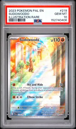 2023 POKEMON PAL EN-PALDEA EVOLVED ILLUSTRATION RARE #219 SUDOWOODO PSA 10 - Image 1