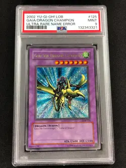 Yugioh Misprint 2002 Ultra Name Gaia The Dragon Champion LOB-125 PSA 9 Secret - Image 1