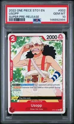 2022 ONE PIECE 002 USOPP SUPER PRE-RELEASE PSA 10 GEM MINT - Image 1