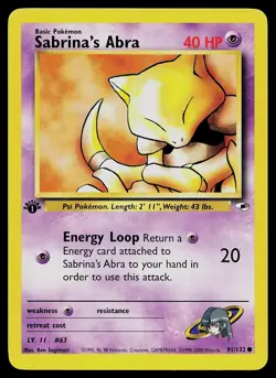 Pokemon Card - Sabrina's Abra Gym Heroes 91/132 Common 1st Edition - Image 1