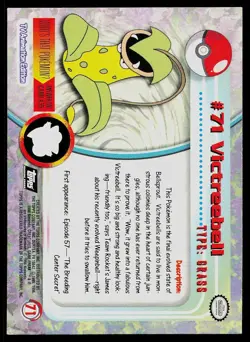 Pokemon Card Topps Trading Cards Series 1 Victreebell #71 Holo - Image 2