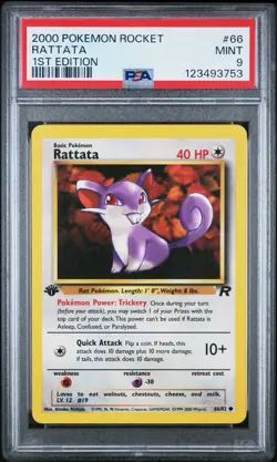2000 Pokemon 1st Edition Team Rocket #66 Rattata PSA 9 Trusted Seller! NEW CERT! - Image 1