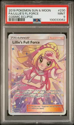 PSA 9 MINT Lillie’s Full Force #230 Full Art Cosmic Eclipse 2019 Pokemon SM ENG - Image 1