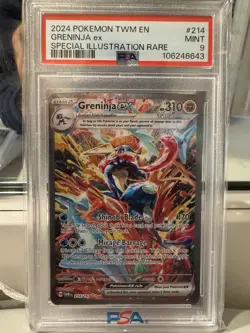 Pokemon 2024 Greninja ex 214/167 Tera SIR Twilight Masquerade PSA 9 - Image 1