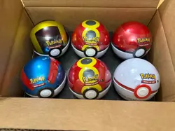 6 x Pokemon TCG Pokeball Tins - 18 Booster Packs Factory Sealed Costco BRAND NEW - Image 1