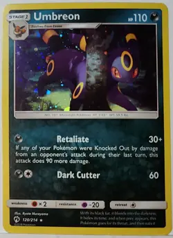 Swirl 🌀 Umbreon 120/214 Cosmos Holo Rare Pokemon TCG Lost Thunder - Image 4