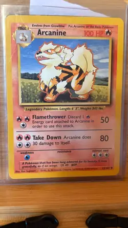 Pokemon TCG - Arcanine 23/102 Base Set Uncommon Shadowless WOTC 1999 - NM+ - Image 1