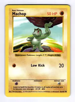 Machop Base Set (Shadowless) #052 (1998) Common NM Pokemon - Image 1