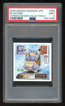 Pokemon Japanese Amada Sticker 2000 426 Blastoise Hyper 3 PSA 9 76617956 - Image 1