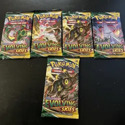 Lot Of 5 - Pokemon TCG Evolving Skies Booster Packs Sealed - Image 1
