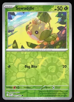 Sewaddle 001/086 Common White Flare Pokemon Reverse Holo Near Mint - Image 1