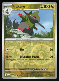 Fraxure 069/086 Common Black Bolt Pokemon Reverse Holo Near Mint - Image 1